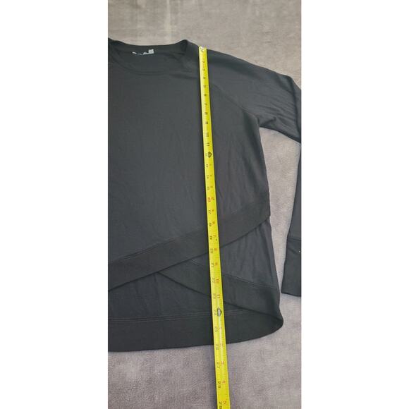 Athleta Sz M Criss Cross Sweatshirt Black Modal Pullover Sweater Winter C4-62 - Picture 2 of 8
